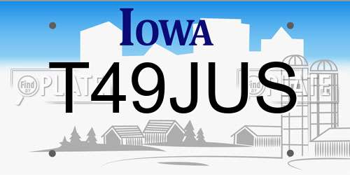 T49JUS Iowa License Plate