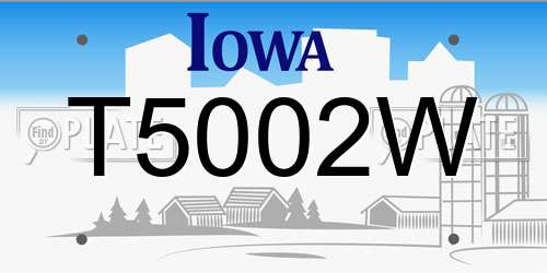 T5002W Iowa License Plate