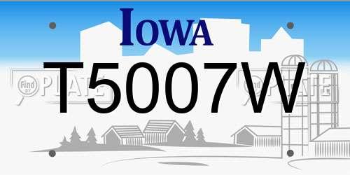 T5007W Iowa License Plate