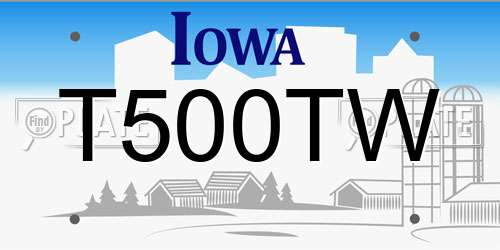T500TW Iowa License Plate