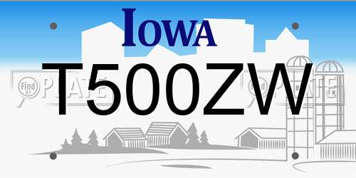 T500ZW Iowa License Plate