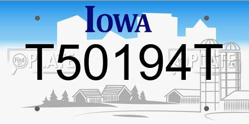 T50194T Iowa License Plate