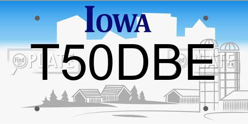 T50DBE Iowa License Plate