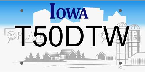 T50DTW Iowa License Plate