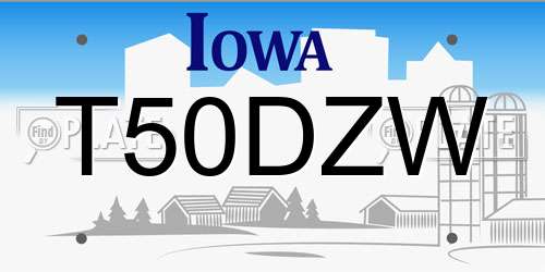 T50DZW Iowa License Plate