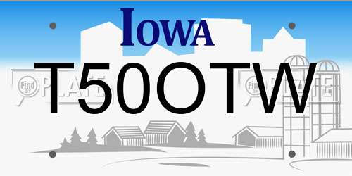 T50OTW Iowa License Plate