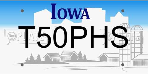 T50PHS Iowa License Plate