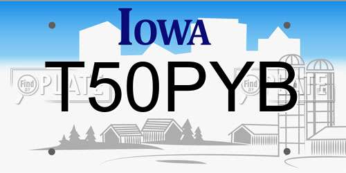 T50PYB Iowa License Plate