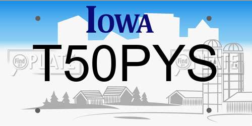T50PYS Iowa License Plate