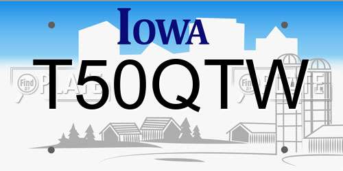 T50QTW Iowa License Plate