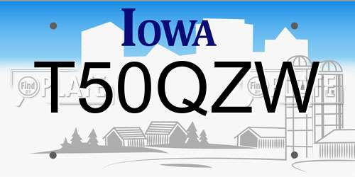 T50QZW Iowa License Plate
