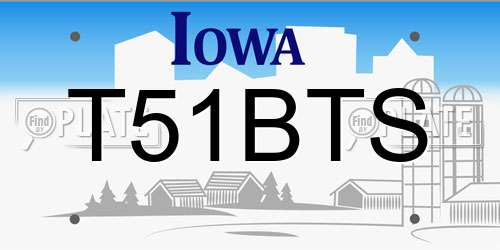 T51BTS Iowa License Plate