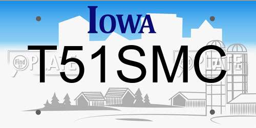 T51SMC Iowa License Plate