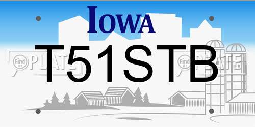 T51STB Iowa License Plate