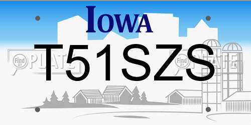 T51SZS Iowa License Plate