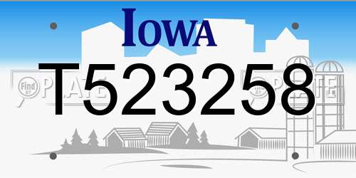 T523258 Iowa License Plate