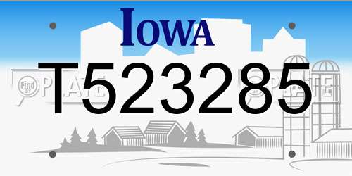 T523285 Iowa License Plate