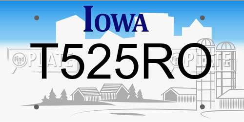 T525RO Iowa License Plate