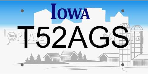 T52AGS Iowa License Plate