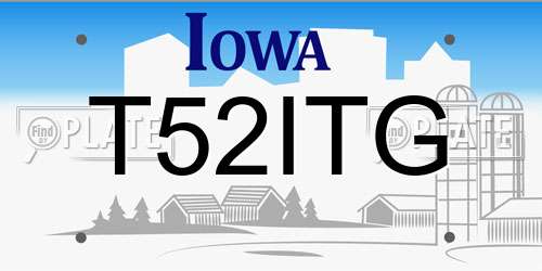 T52ITG Iowa License Plate