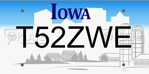 T52ZWE Iowa License Plate