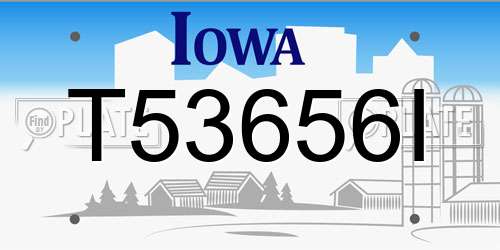 T53656I Iowa License Plate