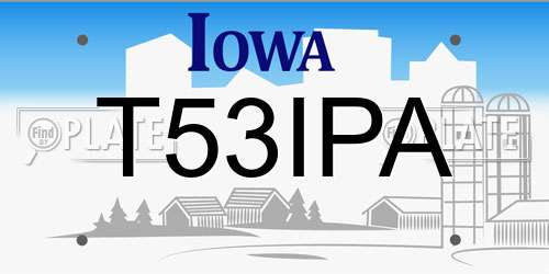 T53IPA Iowa License Plate