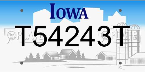 T54243T Iowa License Plate