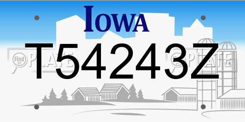 T54243Z Iowa License Plate
