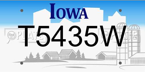 T5435W Iowa License Plate