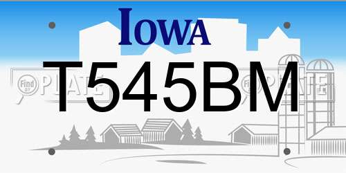 T545BM Iowa License Plate