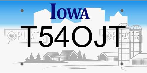 T54OJT Iowa License Plate