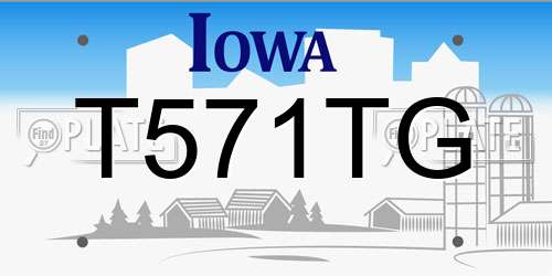 T571TG Iowa License Plate