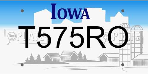 T575RO Iowa License Plate
