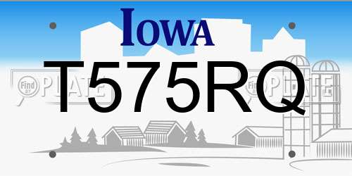 T575RQ Iowa License Plate