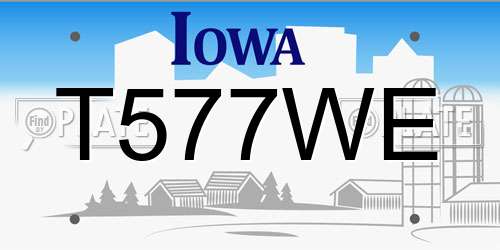 T577WE Iowa License Plate