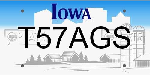 T57AGS Iowa License Plate