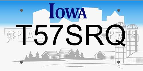 T57SRQ Iowa License Plate