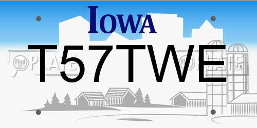 T57TWE Iowa License Plate