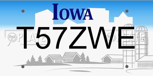 T57ZWE Iowa License Plate