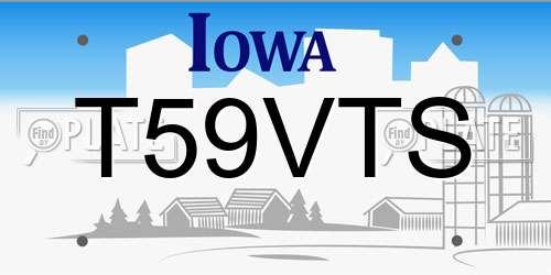 T59VTS Iowa License Plate