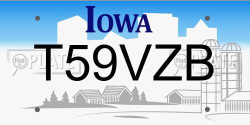 T59VZB Iowa License Plate