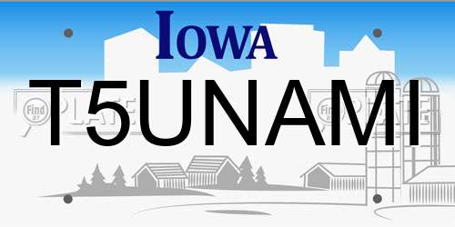 T5UNAMI Iowa License Plate