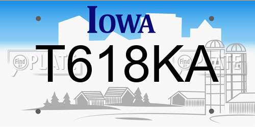 T618KA Iowa License Plate