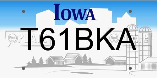 T61BKA Iowa License Plate