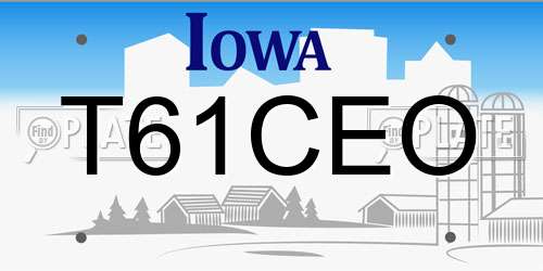 T61CEO Iowa License Plate