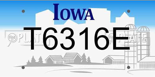 T6316E Iowa License Plate