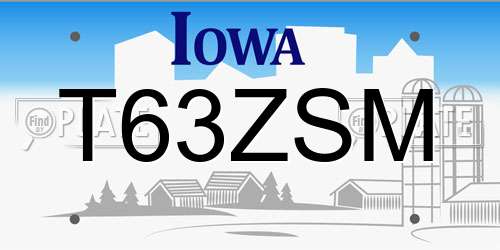 T63ZSM Iowa License Plate