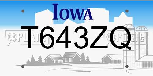T643ZQ Iowa License Plate