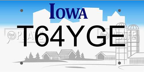 T64YGE Iowa License Plate